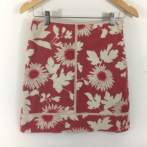 LOFT Dresses & Skirts - Red floral vintage Anne Taylor loft pretty skirt!